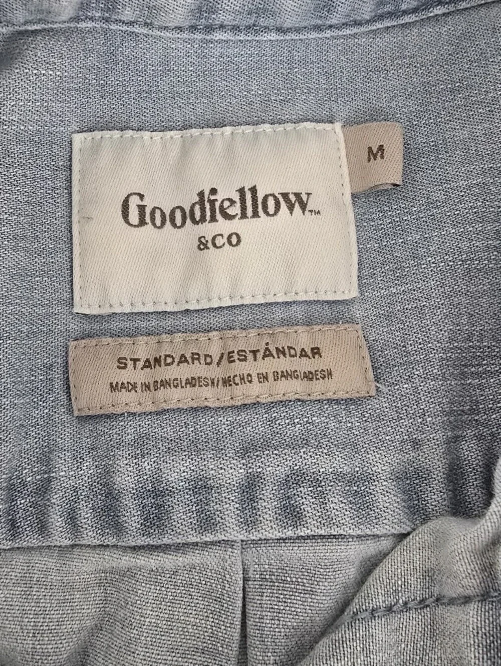 Goodfellow Denim Light Blue Short-Sleeve Denim Button-Up Shirt Mens / Unisex